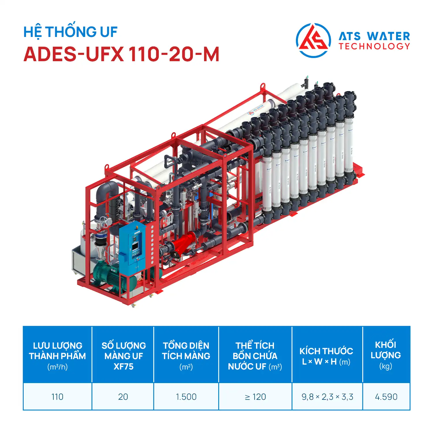 hệ thống UF 110m3/h ADES-UFX 110-20-M