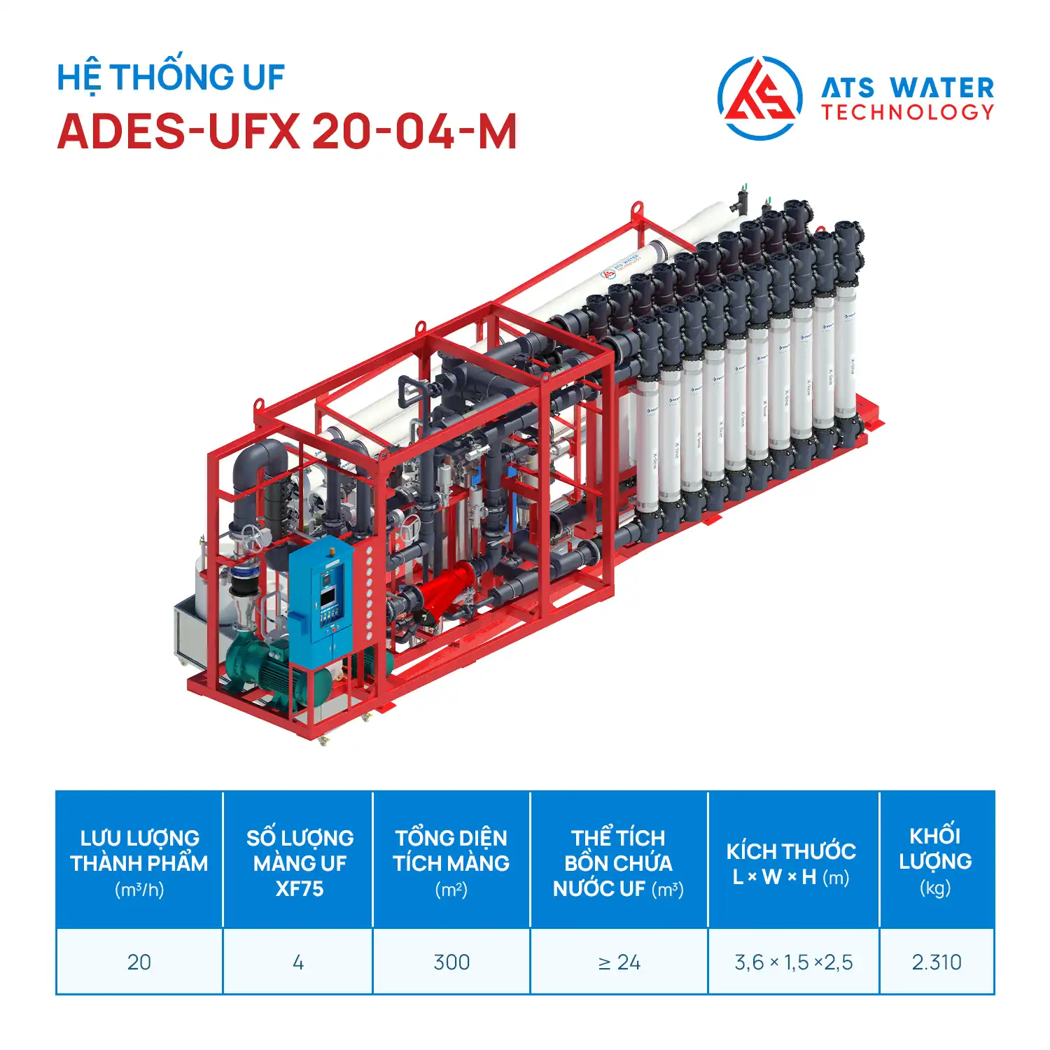 hệ thống UF 20m3/h ADES-UFX 20-04-M